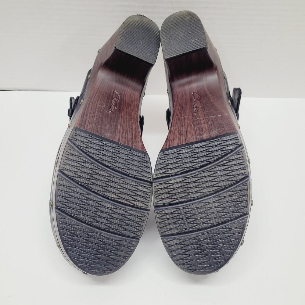 Clarks Artisan Womens Clogs Black Leather Buckle & Studs US Size 10 M - Picture 11 of 11